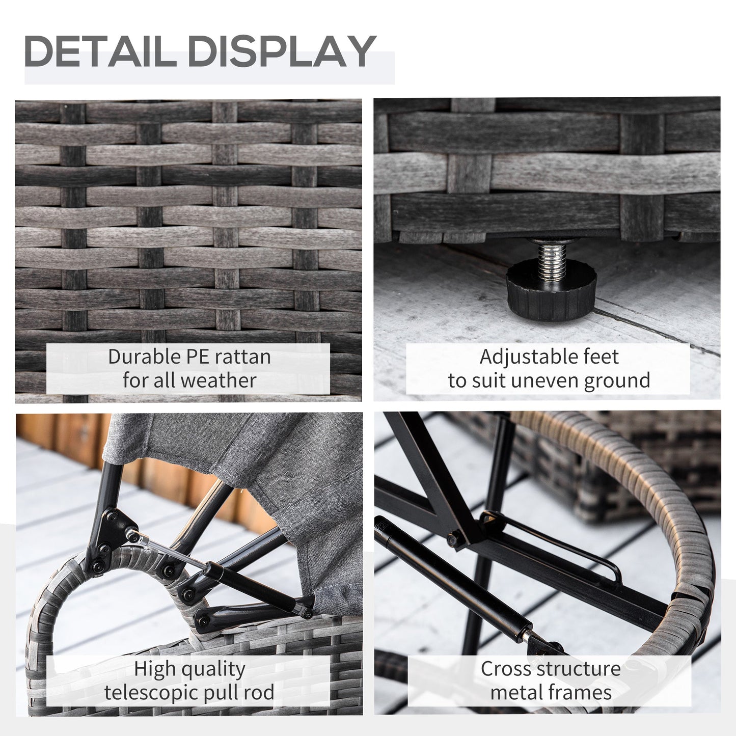Outsunny Round Outdoor Daybed with Canopy, 4-Piece Sectional Outdoor Sofa, 3 Chairs, Tea Table, Gray - 862-047