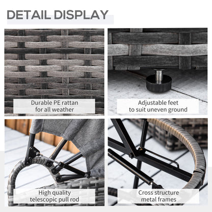 Outsunny Round Outdoor Daybed with Canopy, 4-Piece Sectional Outdoor Sofa, 3 Chairs, Tea Table, Gray - 862-047