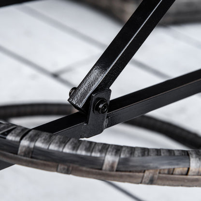 Outsunny Round Outdoor Daybed with Canopy, 4-Piece Sectional Outdoor Sofa, 3 Chairs, Tea Table, Gray - 862-047