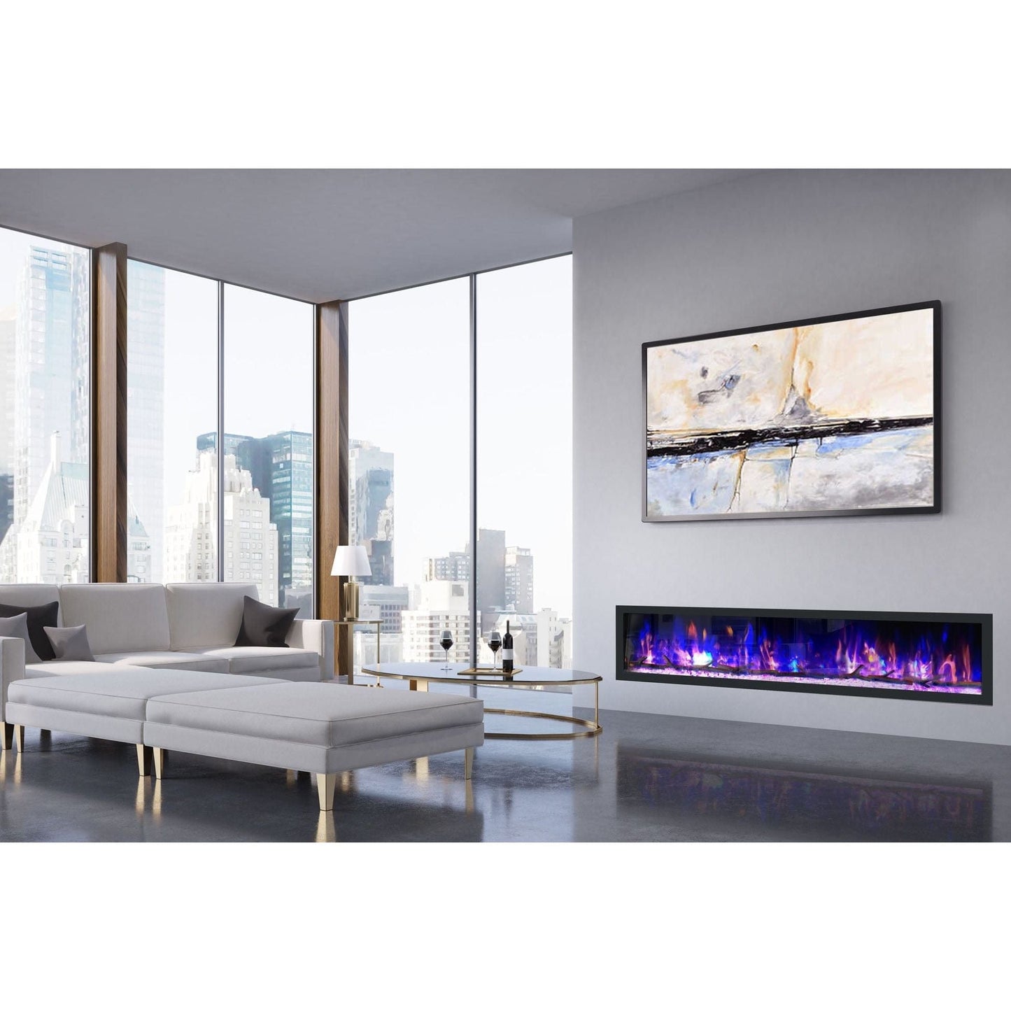 Dynasty Cascade 82'' Recessed Linear Electric Fireplace - DY-BTX82