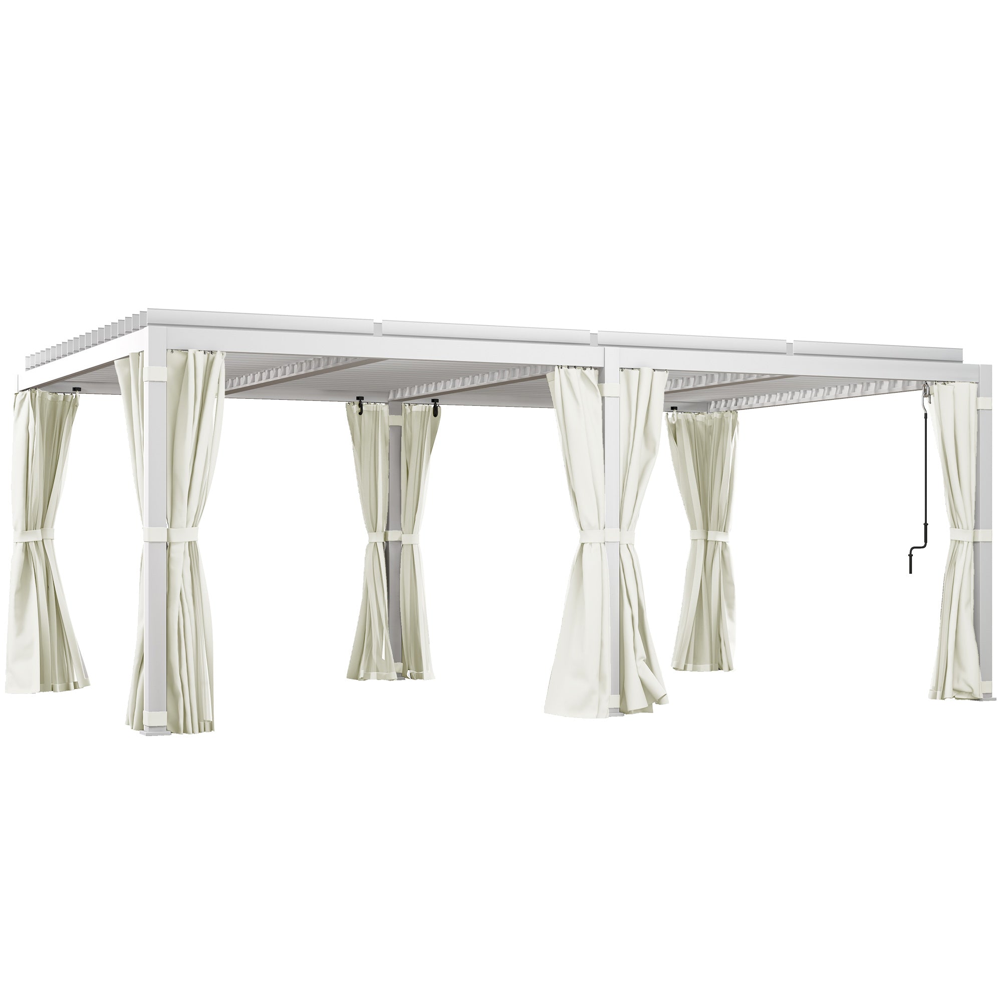 Outsunny 12' x 19' Pergola with Adjustable Louvered, Outdoor Pergola with Curtains and Netting, Cream White - 84C-509V00WT