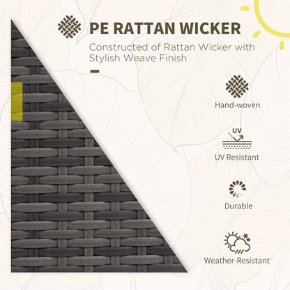 Outsunny 4-Piece Rattan Wicker Sofa Set with Loveseat and Glass Coffee Table for Outdoor Gray - 841-086V02GY