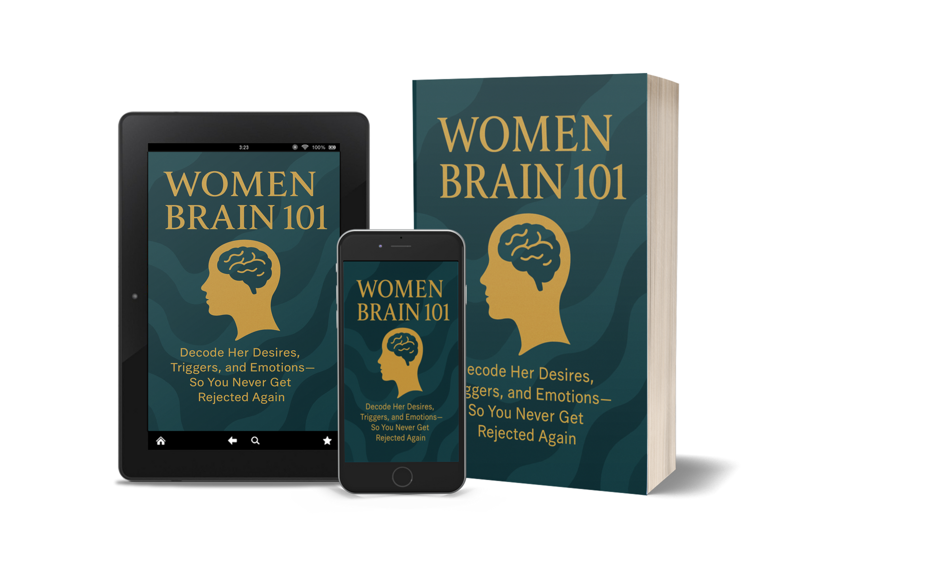 women brain 101 book, phone and tablet cover